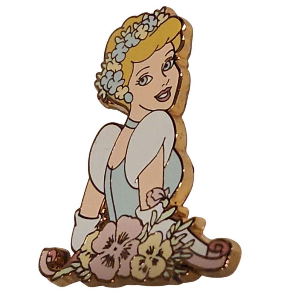 Disney Pin Princesses with Flowers Cinderella Blue Ball Gown 59259 DS